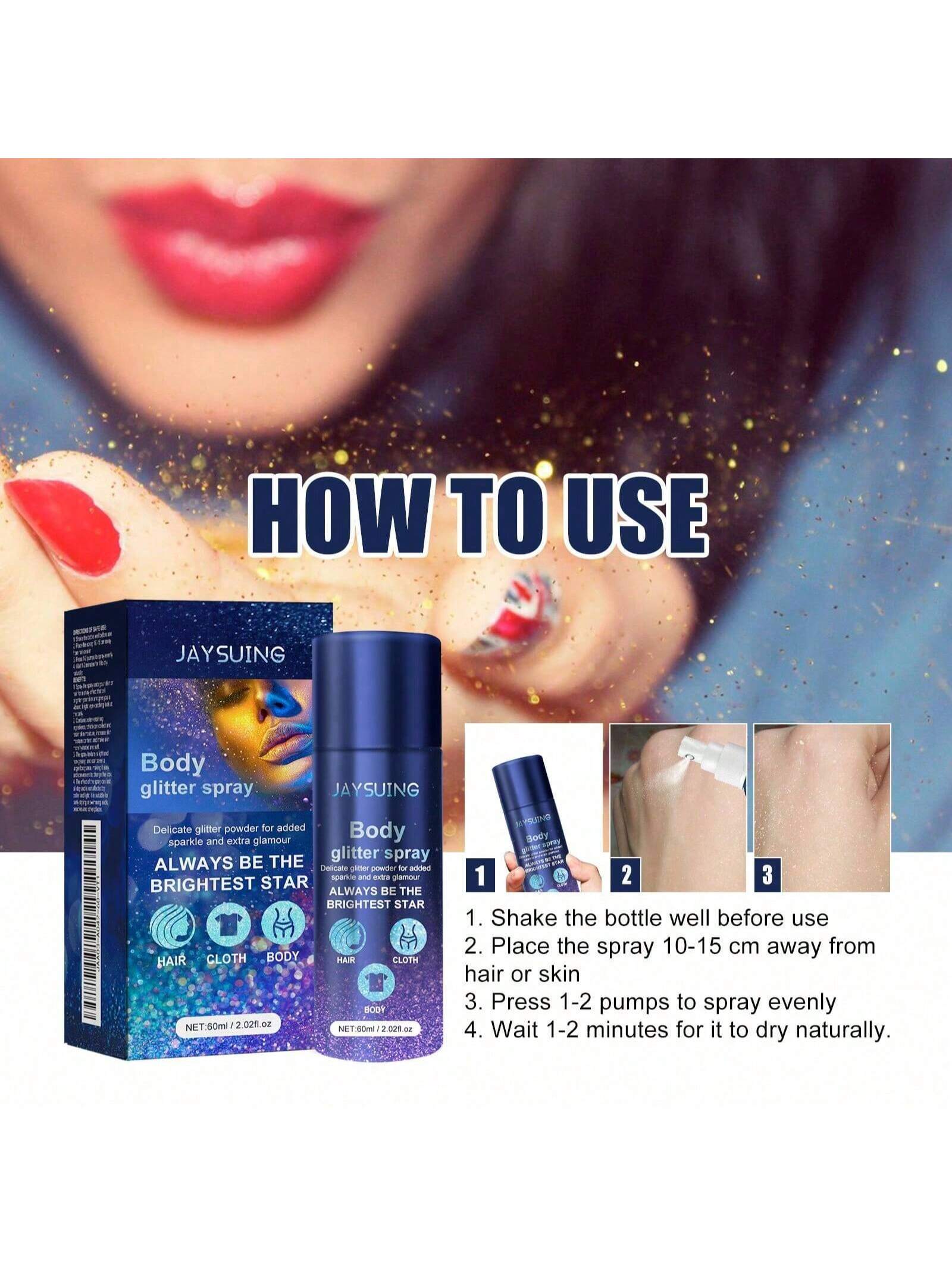 SHEIN Glitter Spray, Glitter Silver Hair & Body Glitter Spray