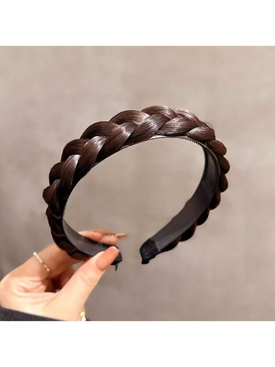 SHEIN Non Slip Fishbone Braid Wig Braid Integrated Headband
