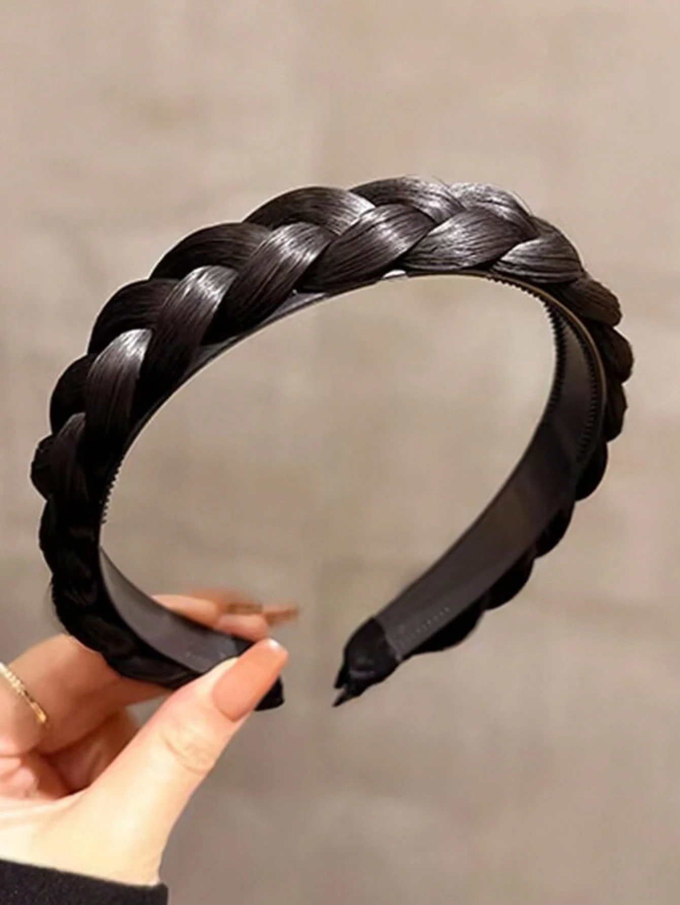 SHEIN Non Slip Fishbone Braid Wig Braid Integrated Headband