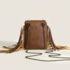 SHEIN Tassel Decoration Bohemian Brown Shoulder Messenger Bag