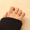 SHEIN 2pcs Fashionable & Simple Geometric Line Adjustable Open Rings