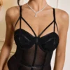 SHEIN Allurite Sexy Hollow Out Spaghetti Strap Corset Bodysuit