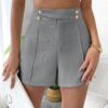 SHEIN Chiquease Plain High Waisted Casual Shorts