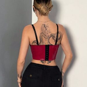 SHEIN EgrlEra Red PU Leather Sexy Backless