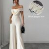 SHEIN Elenzga Elegant Ruffle Off Shoulder Jumpsuit