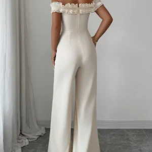 SHEIN Elenzga Elegant Ruffle Off Shoulder Jumpsuit