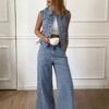 SHEIN Livesso Denim Girls Clothing Spring Denim Suit