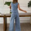 SHEIN Livesso Denim Girls Clothing Spring Denim Suit