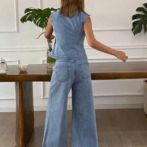 SHEIN Livesso Denim Girls Clothing Spring Denim Suit