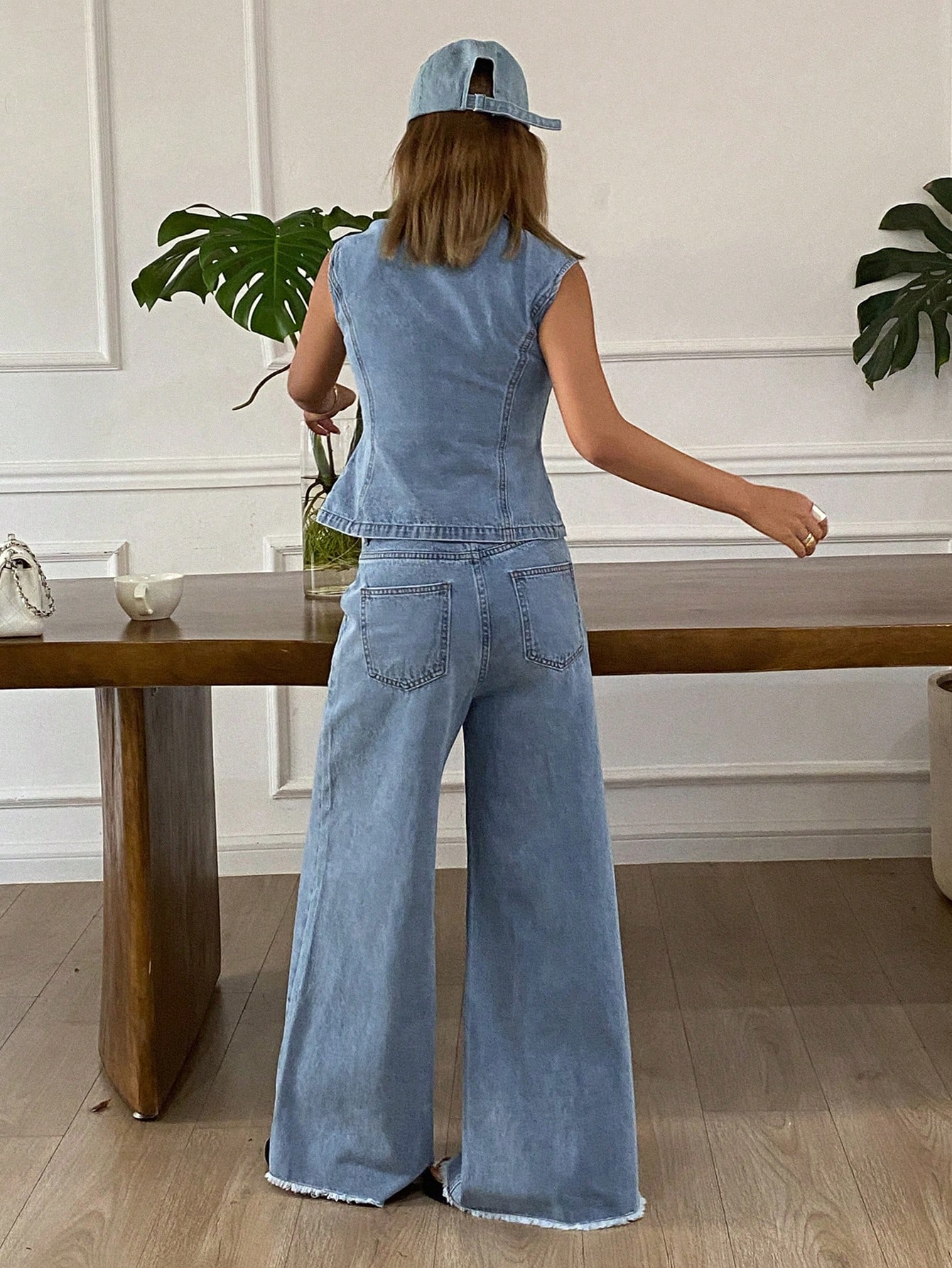 SHEIN Livesso Denim Girls Clothing Spring Denim Suit