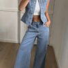SHEIN Livesso Denim Girls Clothing Spring Denim Suit