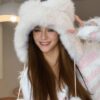 SHEIN New Ladies Cute Fluffy Tassel Ball Pom Pom Design Bucket Hat