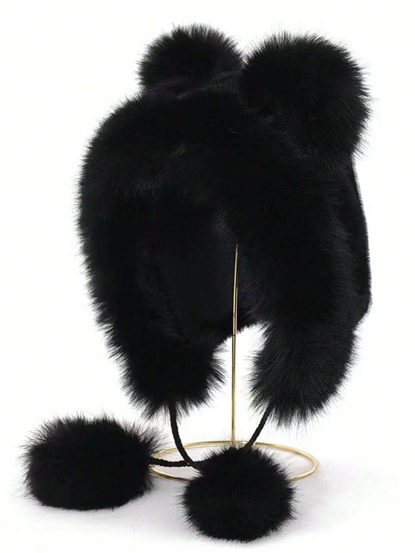 SHEIN New Ladies Cute Fluffy Tassel Ball Pom Pom Design Bucket Hat