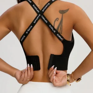 Studio SHEIN Sport Letter Back Open Seamless Sports Bra