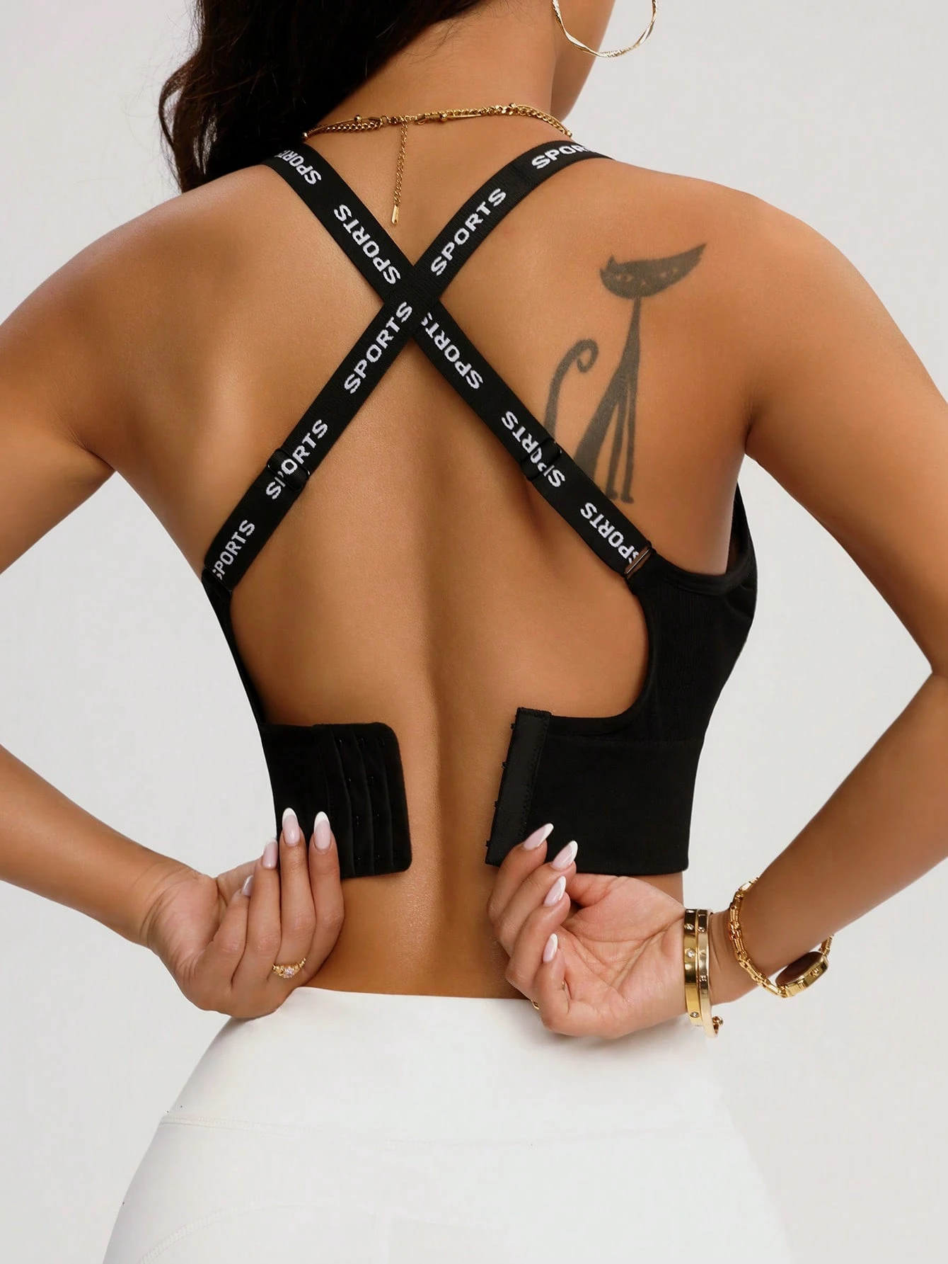 Studio SHEIN Sport Letter Back Open Seamless Sports Bra