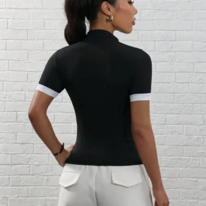 Studio SHEIN Sport Women's Basic Letter Print POLO Short Sleeve T-Shirt