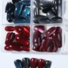 SHEIN Y2K Short Oval Glossy Aesthetic 4 Colors Crystal Cat Eye French Tip Press