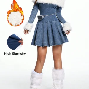 SHEIN EZwear Women Thermal Lined Thickened Denim Dress