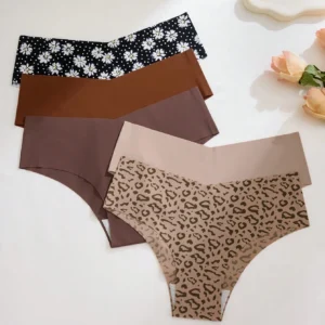 SHEIN Seamless Sexy Leopard & Daisy Print Breathable Panties
