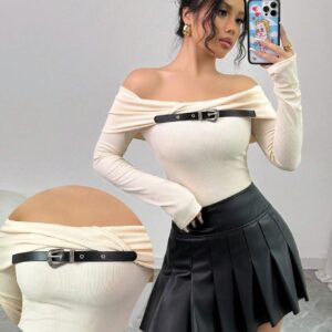 SHEIN Chiquease Women's New Off-Shoulder Collared Elastic Blouse