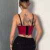SHEIN EgrlEra Red PU Leather Sexy Backless Asymmetrical Camisole