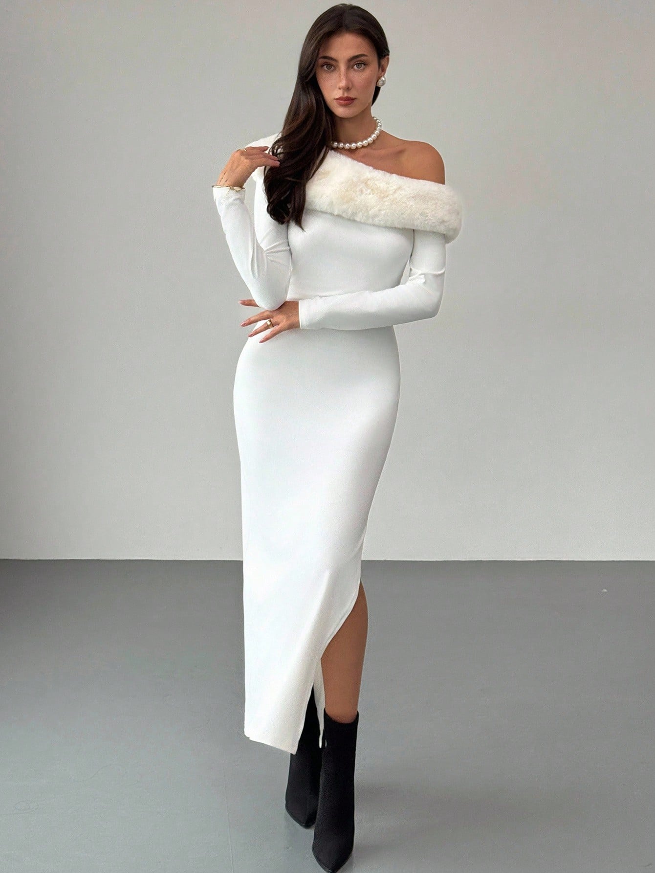 SHEIN Aloruh Elegant Dresses For Party Romantic Elegant White Off-Shoulder