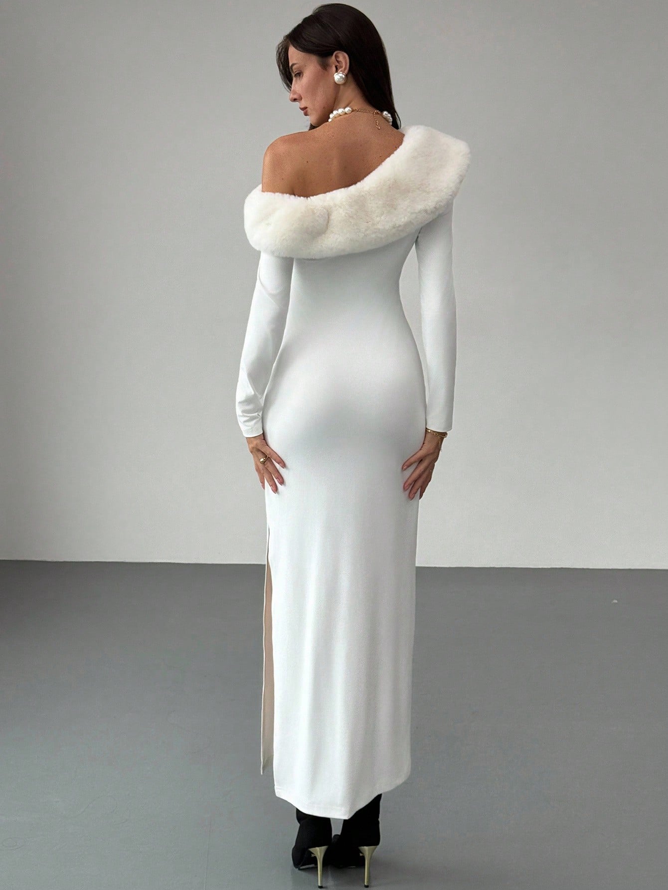 SHEIN Aloruh Elegant Dresses For Party Romantic Elegant White Off-Shoulder