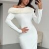 SHEIN Aloruh Elegant Dresses For Party Romantic Elegant White Off-Shoulder