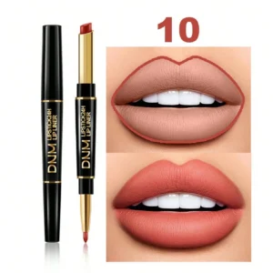 DNM Double-ended Lipstick & Lip Liner, Long-lasting Smudge-proof Non-stick Cup Lip Makeup